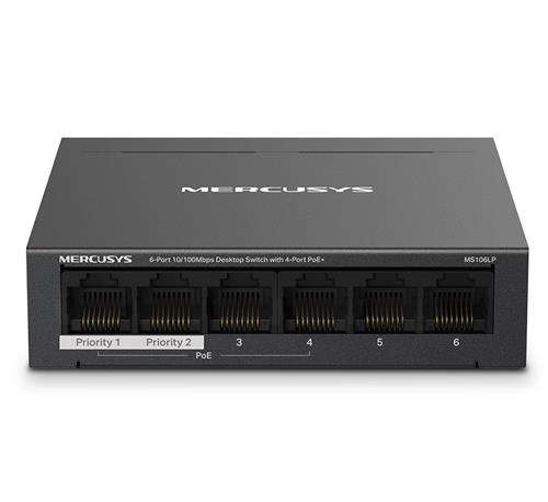 Mercusys MS106LP 6-Port Desktop Switch with 4-Port PoE+ 2 year Limited Warranty