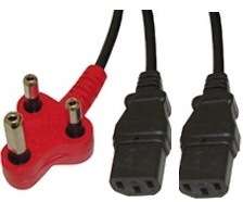 UniQue Dedicated Dual Head Power Cable 2.8m - Standard computer power cable with 3-prong dedicate...