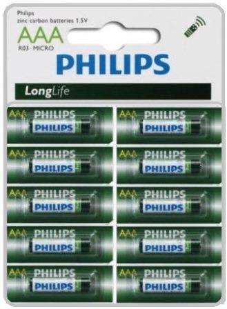 Philips LongLife Battery 10 X R03L10S AAA Zinc