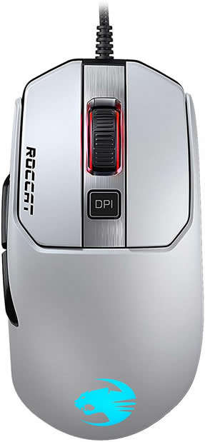 Roccat Kain 120 Aimo White Usb Wired Optical 16000 Dpi Titan-Click Rgb Gaming Mouse, Retail Box , 1