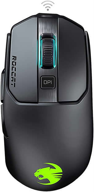 Roccat Kain 200 AIMO Black Wireless Optical 16000 dpi Titan-Click RGB Gaming Mouse 1 Year warranty