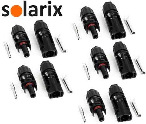 Solarix MC4 Solar Connectors Male And Female Pack Of 5 Sets - Compatible with 4mm 6mm Single Core...