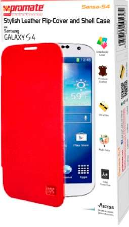 Promate Sansa-S4 Stylish Leather Flip-Cover and Shell Case for Samsung Galaxy S4-Redue 1 Year War...