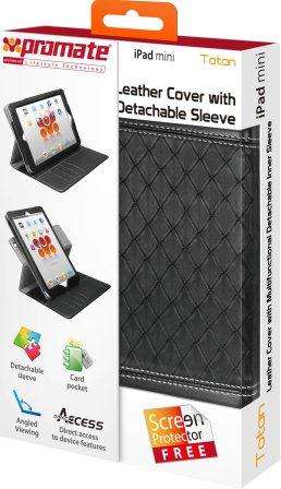 Promate Totan -Leather Cover with Multifunctional Detachable Inner Sleeve for iPad mini 1 Year Wa...