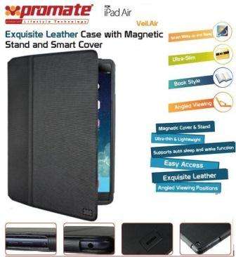 Promate Veil-Air Ultra Slim Promate Protective with Stand Function for iPad AirBlack 1 Year Warranty