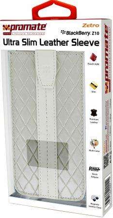 Promate Zetro BlackBerry Z10 Ultra Slim Leather Sleeve Colour:White The Zetro is an ultra slim sl...
