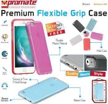 Promate Akton-I6 Multi-Colored Flexi-Grip Designed Case For Iphone 6 Colour: Black, Retail Box , ...