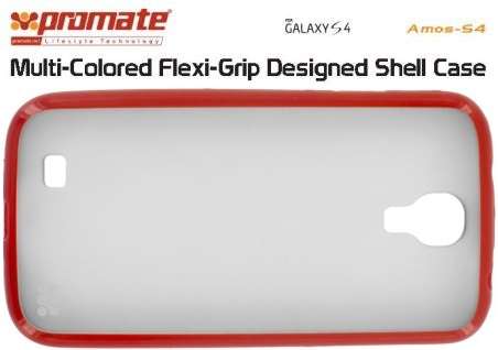Promate Amos-S4 Multi-Colored Flexi-Grip Designed Shell Case for Samsung Galaxy S4-Red 1 Year War...
