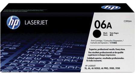 HP Original Replacement for HP 06A C3906A Black Toner Cartridge - Page Yield:2500 pages with 5% c...