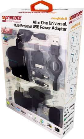 Promate Chargmate.8 All in One Multi-regional USB power adapter with dual usb charging port for M...