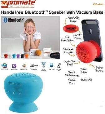 Promate Globo -2 ,Portable Bluetooth 3.0 Speaker With Suction Stand Colour:Blue, Retail Box , 1 Year