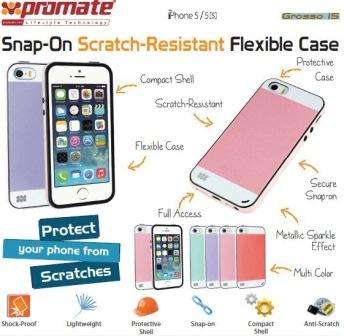 Promate Grosso-I5 Iphone 5 Striped Flexi-Grip Snap Case For Iphone 5 5S Colour: Red Snap-On Scratch-