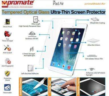 Promate Primeshield.AIR Premium Ultra-Thin Tempered Optical Glass Screen Protector for iPad Air 1...