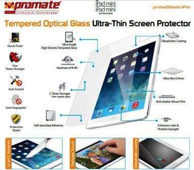 Promate Primeshield.IPM Premium Ultra-Thin Tempered Optical Glass Screen Protector for iPad Mini ...