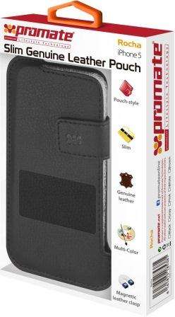 Promate Rocha iPhone 5 Slim-line pouch leather protective case Cover-Black 1 Year Warranty