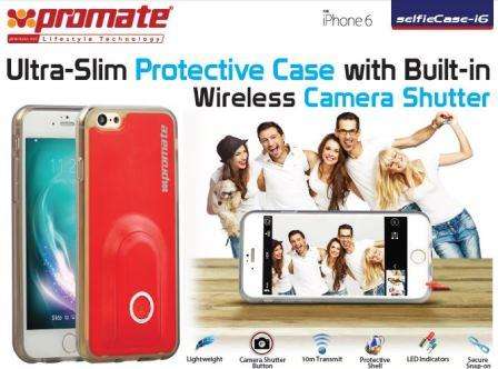 Promate selfieCase-i6 Ultra-Slim Protective case with Built-in Wireless Camera Shutter - Black 1 ...