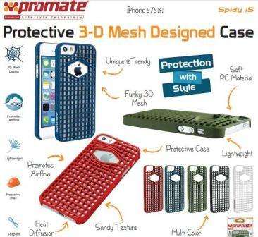 Promate Spidy.I5 Designed Promate Protective Case For Iphone 5 5S, Blue, Retail Box, 1 Year Warranty