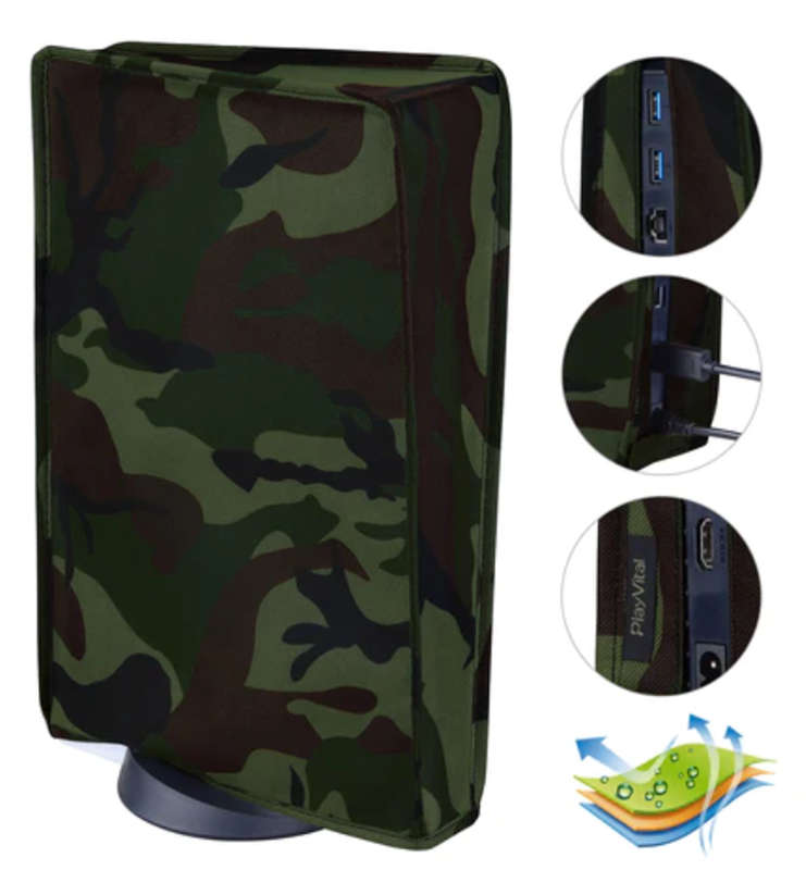 PS5 Dust Cover Nylon for Digital Edition and Ultra HD Consoles Forest Camouflague
