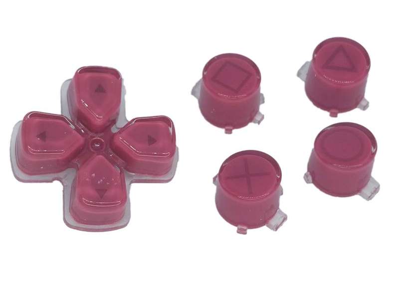 PS5 Dualsense Controller Button Set Glossy Clear Rose Red