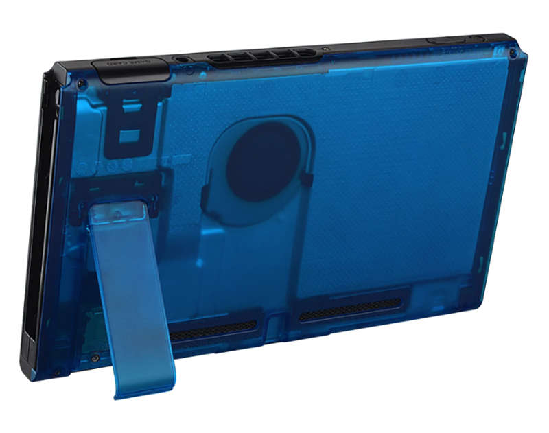 NS Switch Console Backplate With Kickstand Transparent Clear Blue