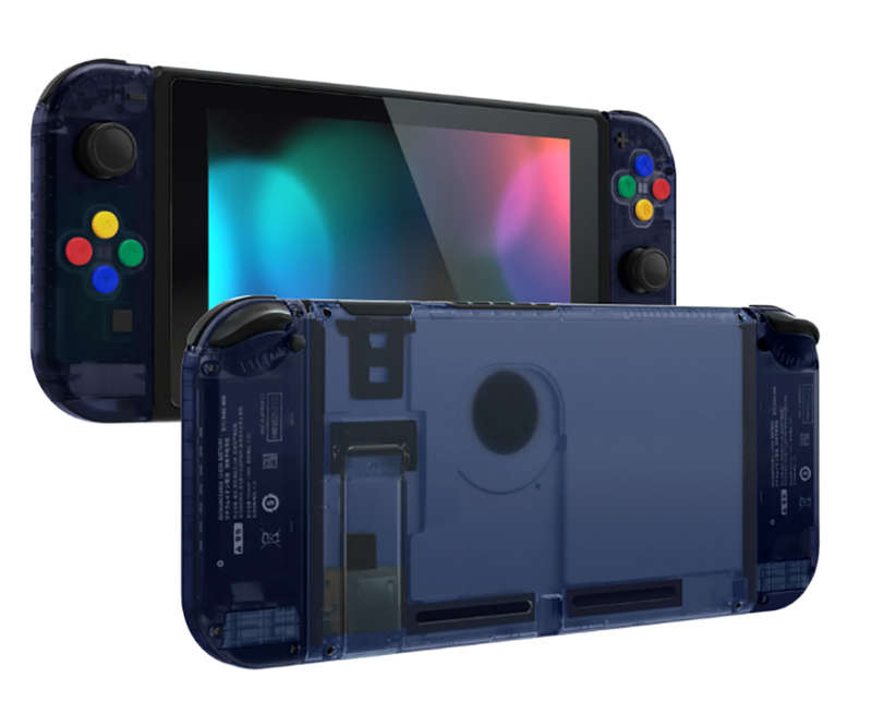 NS Switch Console Full Shell Clear Deep Ocean Blue