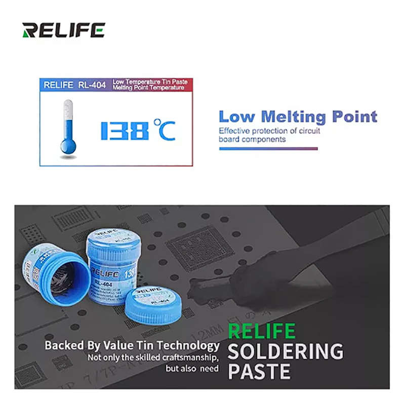 Relife RL-404 Low temperature Lead-Free Solder Paste 138C