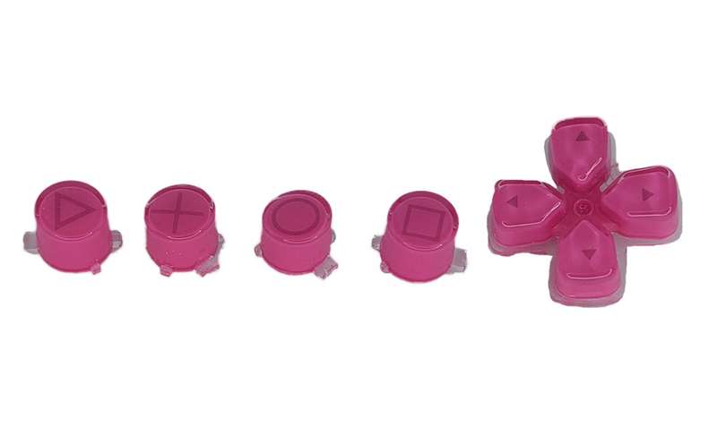 PS5 Dualsense Controller Button Set ABXY + Dpad Clear Rose Red