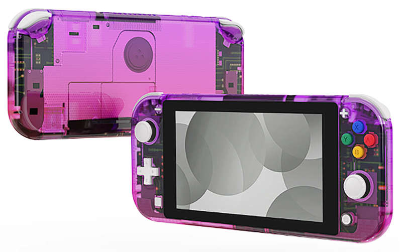 NS Switch Lite Complete Shell Kit Glossy Gradient Translucent Purple Rose Red