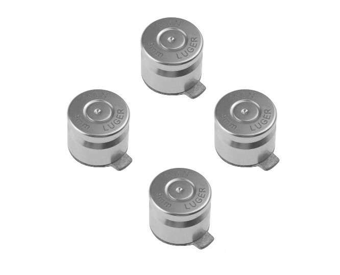9mm ABXY Bullet Shell Button Mod Kit for PS4 PS3 PS2 Controller Joystick Silver