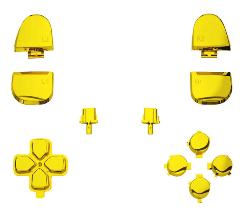 PS5 Dualsense Controller Full Button Set Glossy Chrome Gold for BDM-030/040