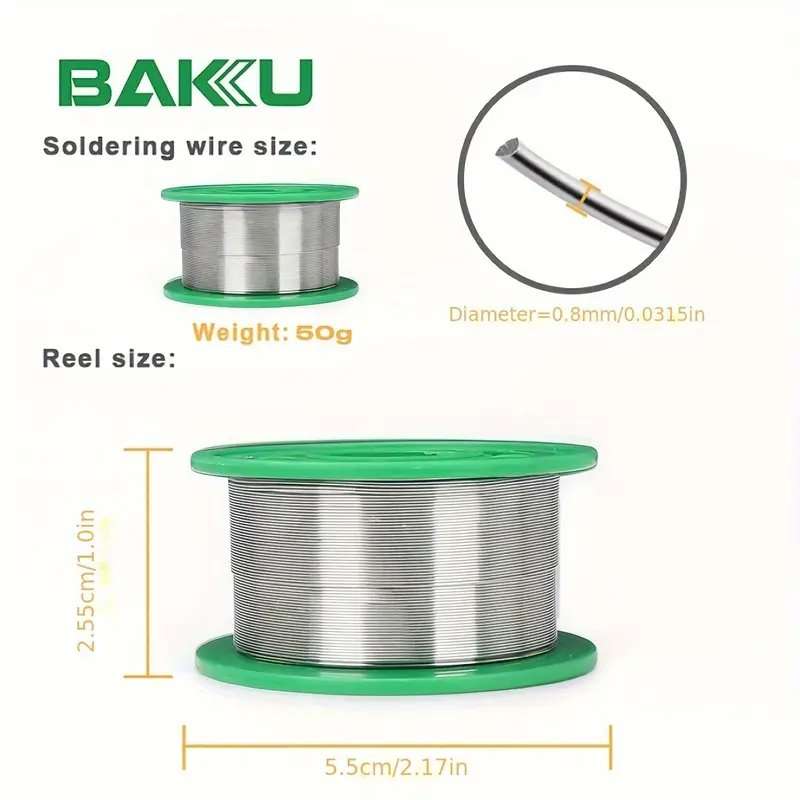 BAKU High-purity Low-temperature Tin Lead Free No Clean Solder Wire .8mm