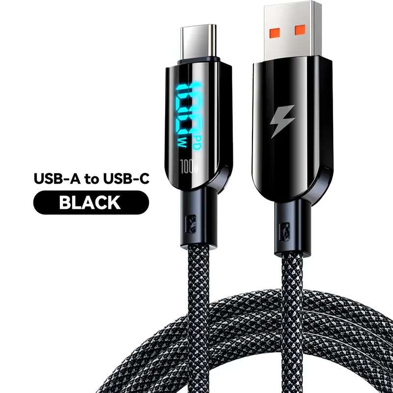 USB to Type-C Fast Charging Cable digital Display 100W max 1M