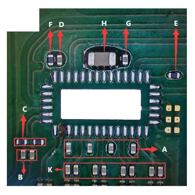 NS Switch Board Components Capacitor near M92T36 CHIP Type H