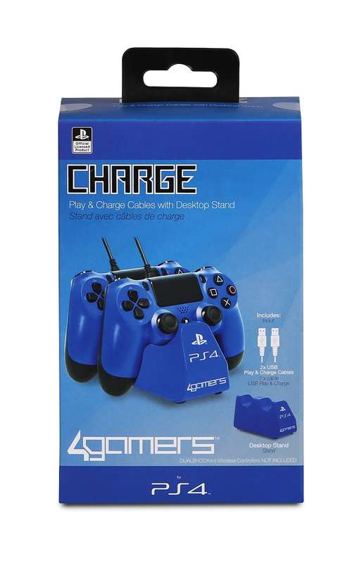 Dualshock 4 DS4 4Gamers Controller Dual Charger Stand BLUE