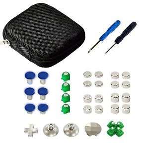 PS4 Controller 31Pcs Metal Swap Thumbstick Grip D-Pad and ABXY Button Set Blue