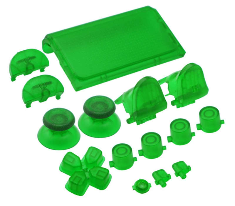 Dualshock 4 DS4 V2 Controller Button Delux Set Transparent Green