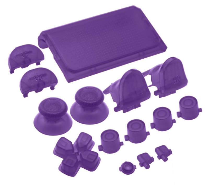 Dualshock 4 DS4 V2 Controller Button Delux Set Transparent Purple