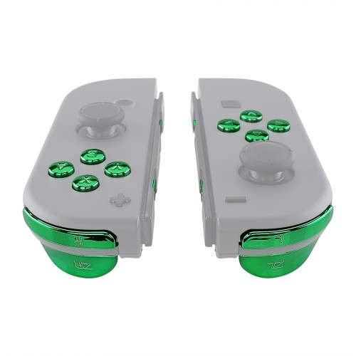 NS JoyCon Chrome 16 piece Button Kit Glossy Chrome Green