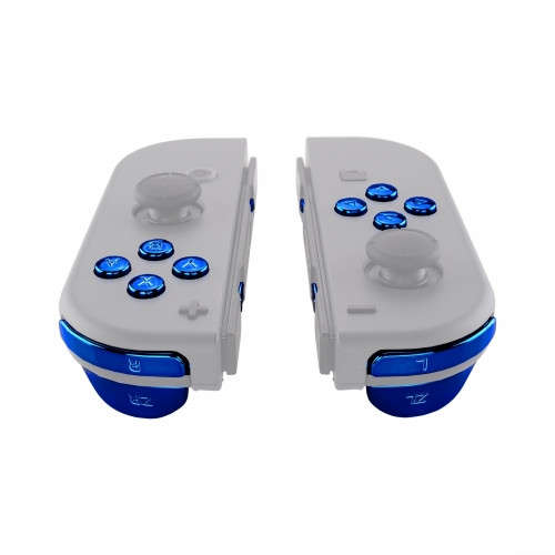 NS JoyCon Chrome 16 piece Button Kit Glossy Chrome Blue