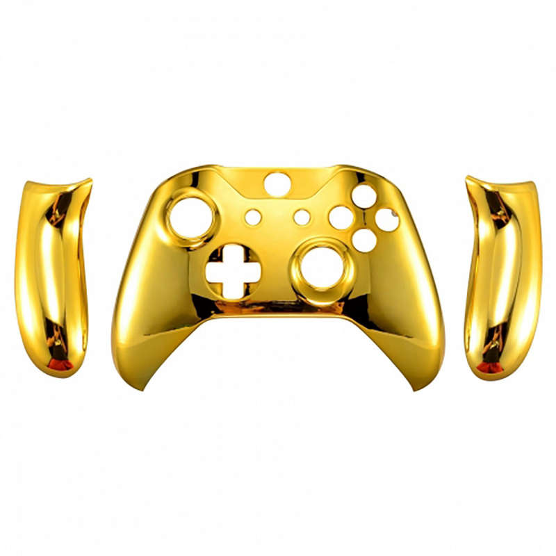 XBOX ONE S Controller Front Faceplate With Side Rails Glossy Chrome Gold