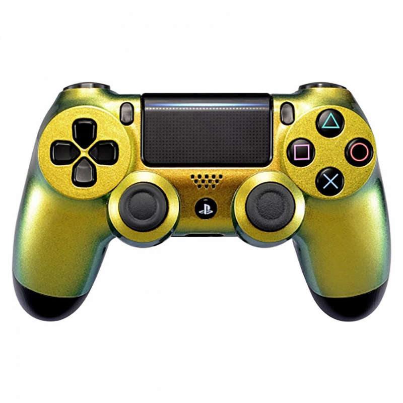 PS4 Dualshock 4 V2 Front Faceplate Soft Touch Chameleon Gold Green