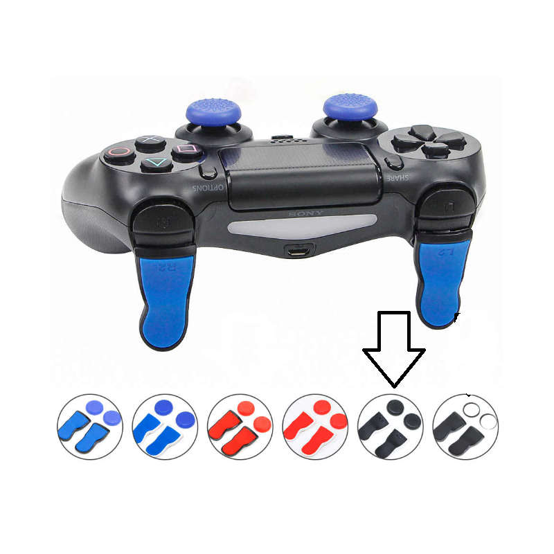 PS4 DS4 Extended L2 / R2 FPS Trigger Cap Pro Black with Black Thumbcaps