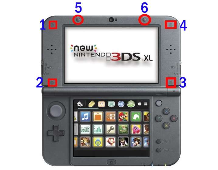 NEW 3DS XL Rubber Nubs Screw Cover Set Black