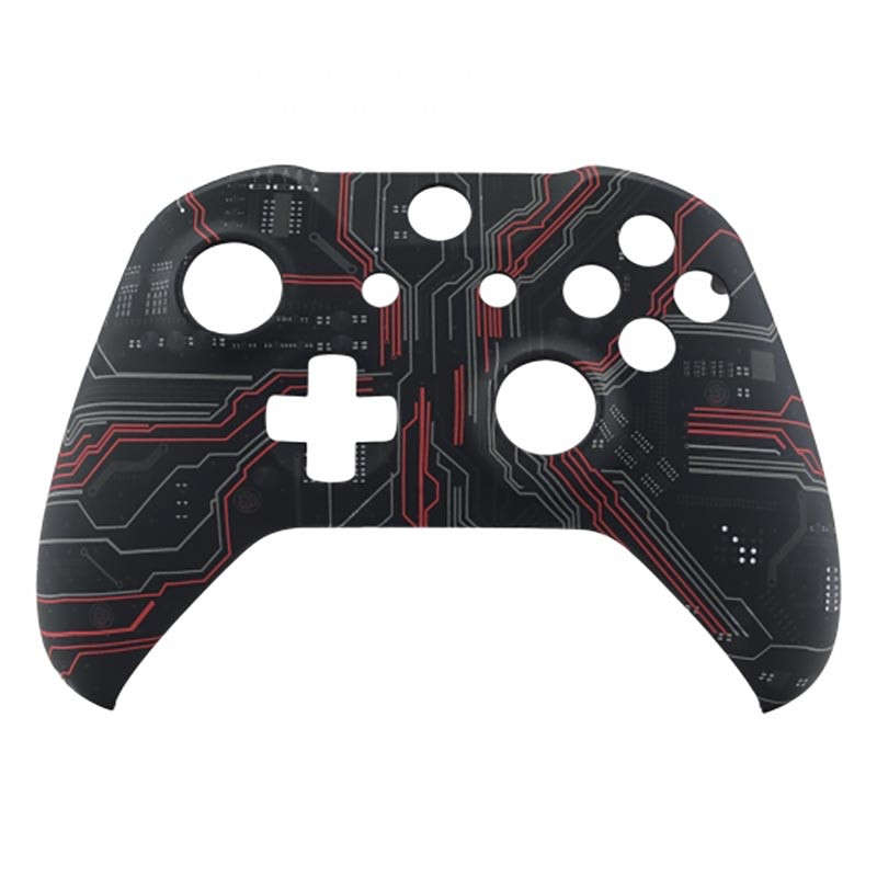 XBOX ONE S Controller Front Faceplate Art Series Soft Touch Red Black Circuit
