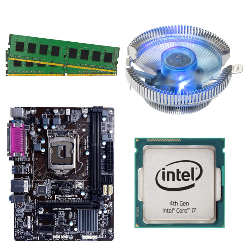 i7 4th Gen CPU, 4GB RAM, Blue LED CPU FAN,  H81 Motherboard Combo