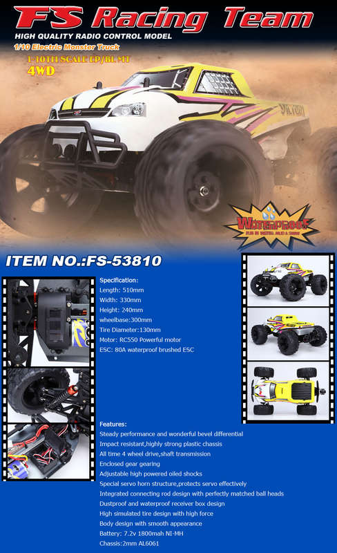 FS-Racing 1/10 Brushless Electric Monster Truck (FS-53633) (No Battery) - FS-Racing 10kg