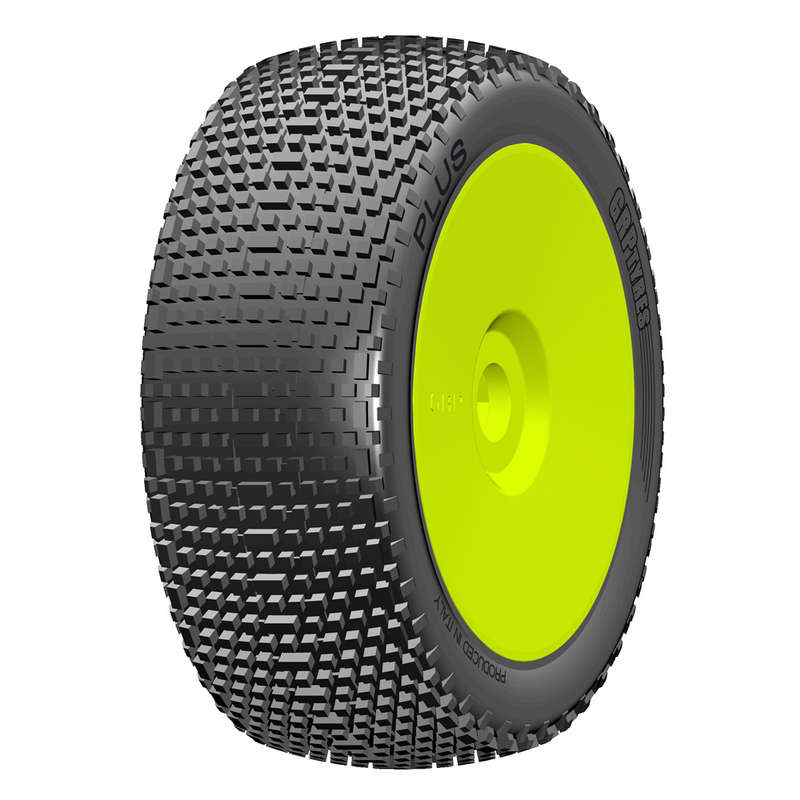 GRP - 1:8 BU - PLUS - A Soft - New Closed Cell Insert - Mounted on New Closed Yellow Wheel - 1 Pair
