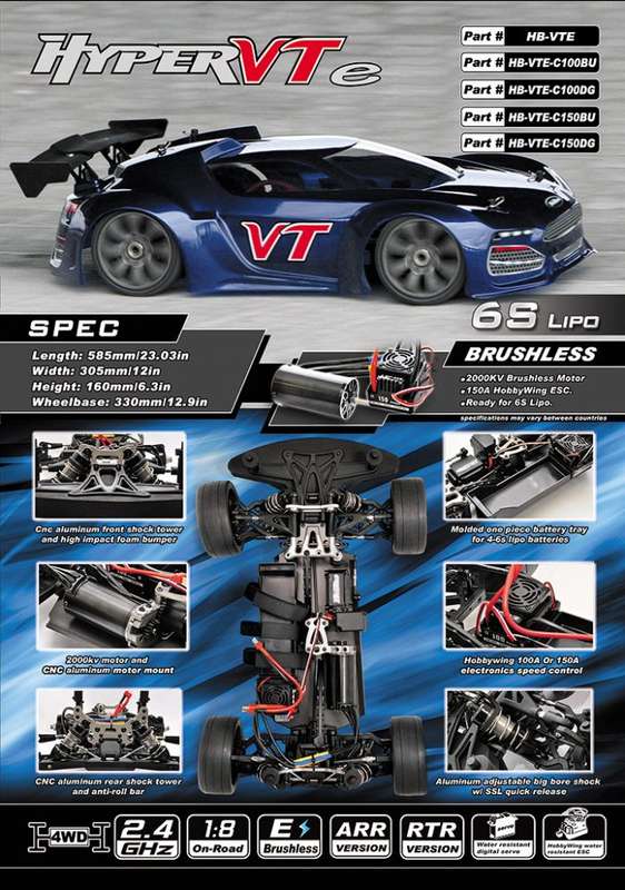 1/8 New Hyper VT On-Road Brushless RTR W/ 150A ESC,2000kv Motor,18kg Servo