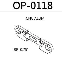HoBao - HYPER VS  CNC  REAR LOWER ARM HOLDER 0.75 DEG.(RR) - "OP-0118 - 0.10kg