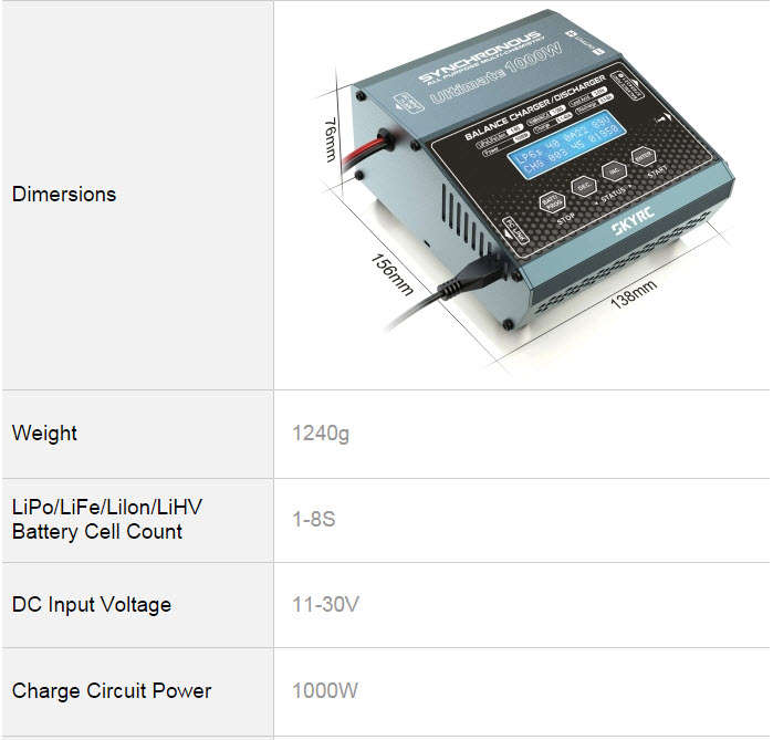 SkyRC - 1000W charger (SK-100069) - SkyRC 5kg